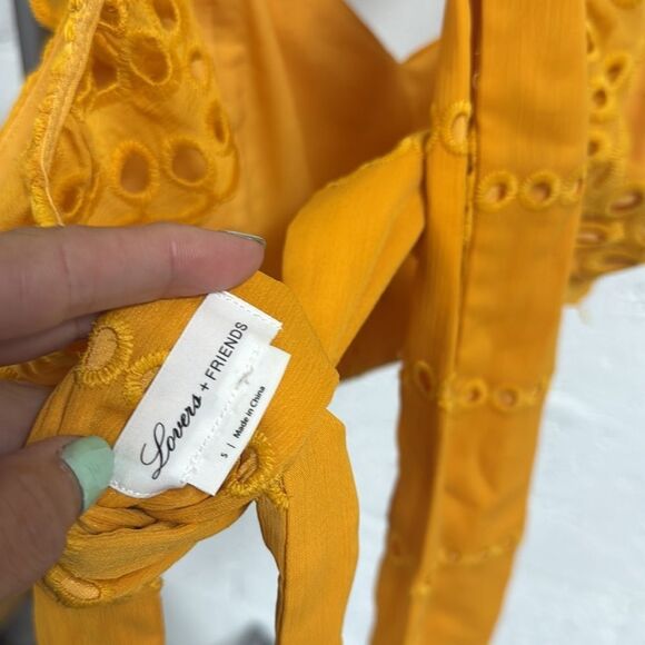 Yellow Lace Crop Top Lovers and Friends NWOT - Backless Tie Cute Summer Top - Picture 4 of 4